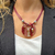 Bordeaux Fused Glass Necklace with leather
