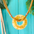 yellow leather and glass necklace