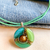 Handmade fused glass necklace green