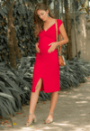 Vestido gestante fenda canelado regato cereja - loja online