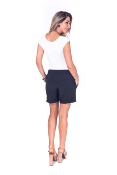 Shorts gestante linho - preto - comprar online