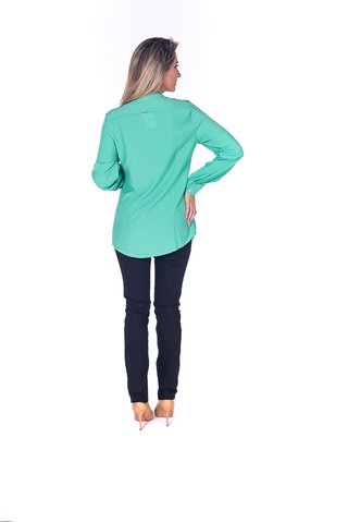 Camisa gestante manga longa CK verde - Lirio Gestante | Roupas para Grávidas