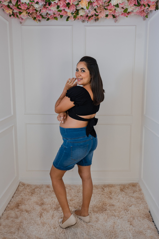 Bermuda gestante jeans lisa clara - loja online