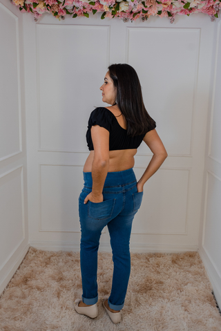 Calça jeans gestante lisa skinny clara - loja online