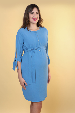 Imagem do Vestido chemise gestante azul claro