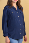 Imagem do Camisa gestante botões azul marinho