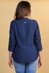 Camisa gestante botões azul marinho - Lirio Gestante | Roupas para Grávidas