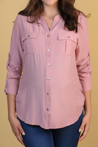 Camisa gestante botões rose - loja online