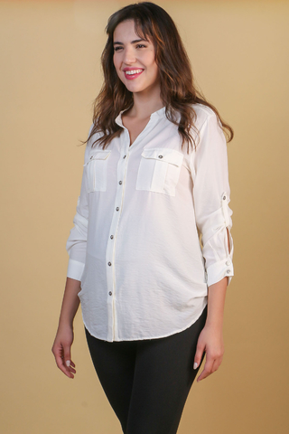 Camisa gestante botões marfim - loja online