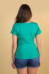 Blusa gestante e amamentação drapeada manga curta verde - Lirio Gestante | Roupas para Grávidas