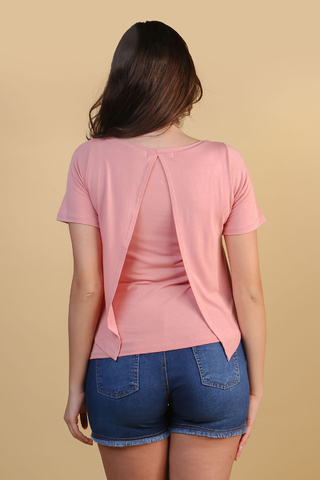 Blusa gestante frente dupla amamentação rose - loja online