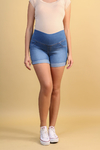 Short jeans gestante barra dobrada jeans claro - loja online