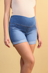 Short jeans gestante barra dobrada jeans claro - comprar online