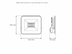Smart Refletor Wi-Fi Led 20w Rgb+Cct Preto na internet