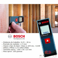 Medidor de Distância a Laser 20 Metros Professional - BOSCH-GLM-20 - Antônio Bittencourt Materiais de Construção