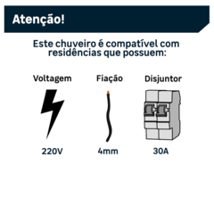 Chuveiro Eletrônico 220V 6500W Branco ND Blindado - Hydra