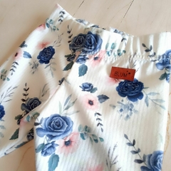 calza de corderoy de punto Flores Azules - comprar online