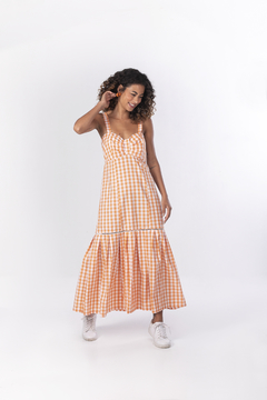 Vestido Leela Vichy Laranja - comprar online