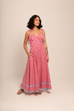 Vestido vichy vermelho sales