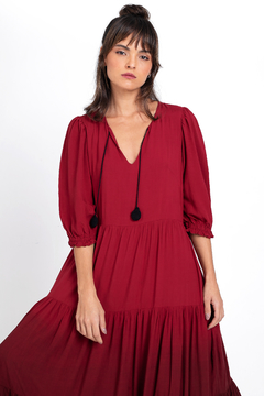 Pré Venda Vestido Nany Vermelho Degradê - comprar online