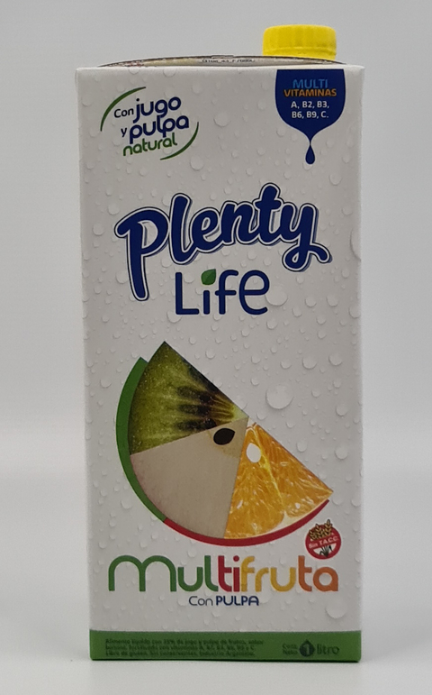 Jugo de multifruta PLENTYLIFE 1lt. PACK DE 8 UNIDADES.