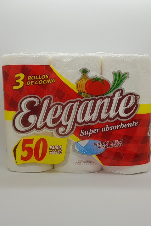 ROLLO DE COCINA ELEGANTE 3X50 PAÑOS – Resi-Pack