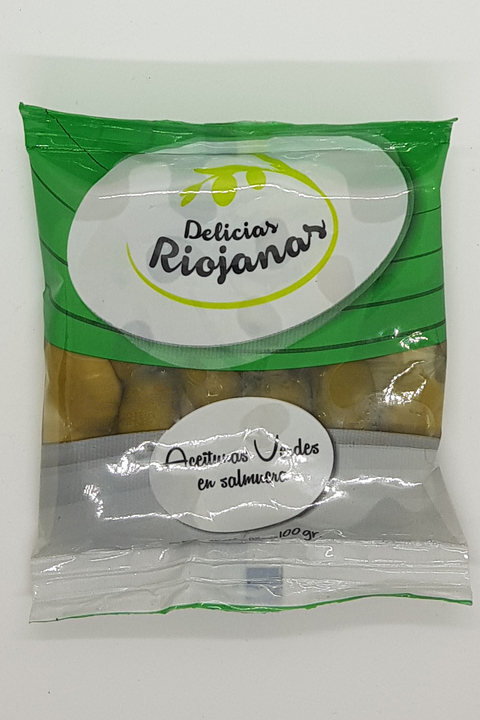 Aceitunas verdes DELICIAS RIOJANAS 100gr. PACK DE 3 UNIDADES.