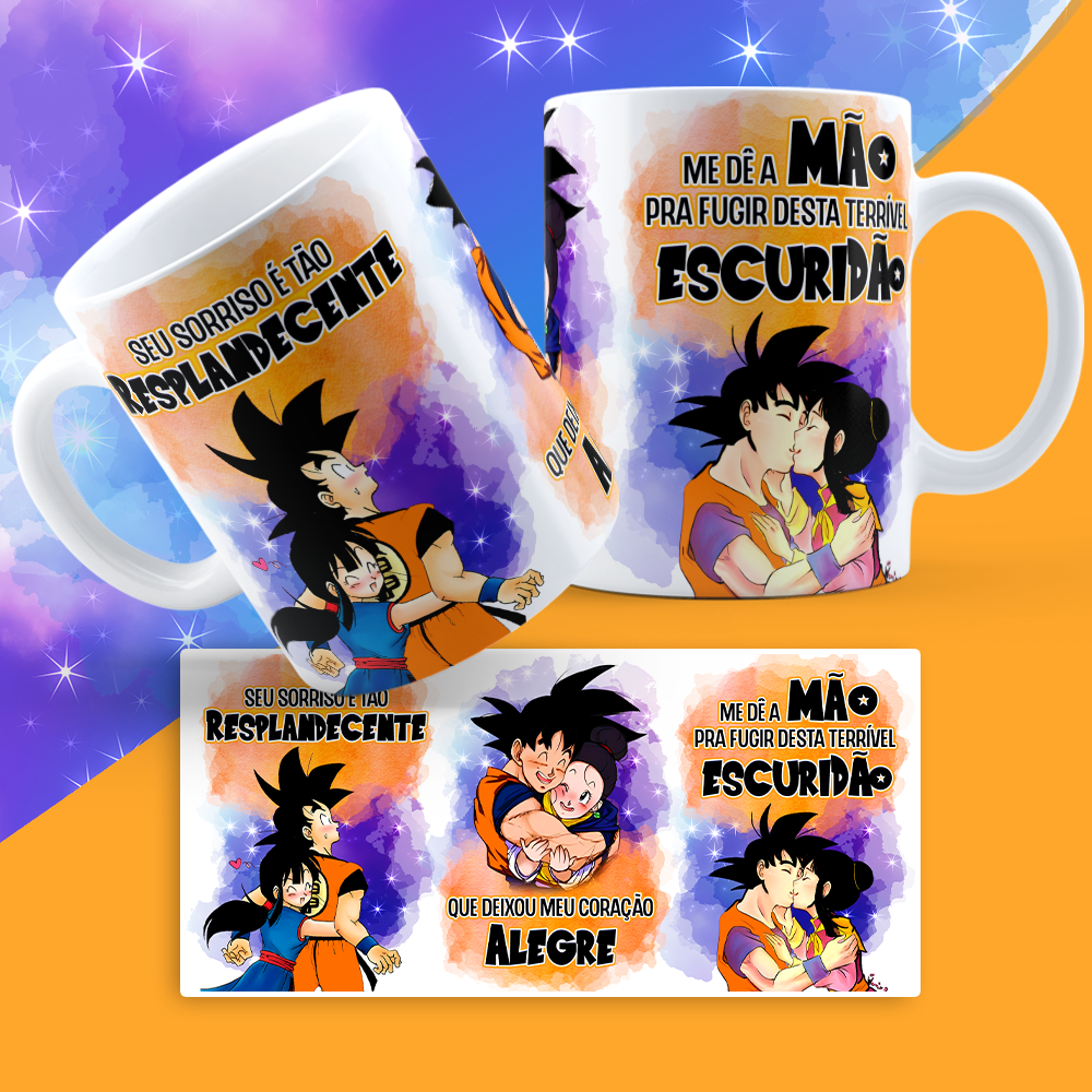 Caneca Mágica Dragon Ball Z - Chichi, Gohan e Goku