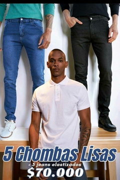PACK 5 Jeans Surtidos + 5 Chombas Lisas - comprar online