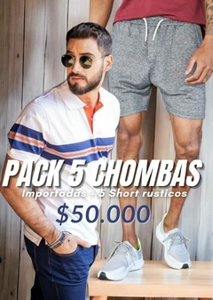 Pack 5 Chombas Importada Rayada + 5 Short Rustico Liso en internet