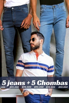 PACK 5 Jeans Surtidos + 5 Chombas Rayadas - comprar online