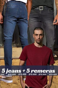 PACK 5 Jeans Surtidos + 5 Remeras Lisas
