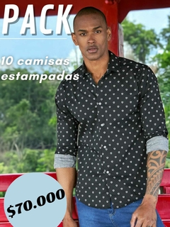 Pack 10 Camisa Entallada Estampada