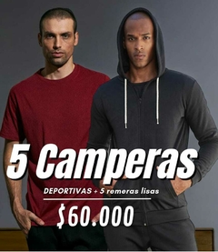 Pack 5 Campera Deportiva 1/2 Estacion + 5 Remeras Lisas - comprar online