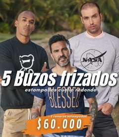 Packs 5 Buzo Frizado Estampado C/R + 5 Remeras Estampadas