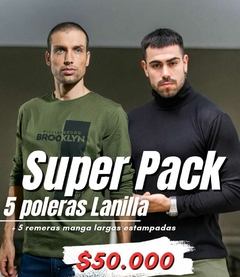 Pack 5 Polera Lanilla+ 5 Remera Lisa M/L Estampada