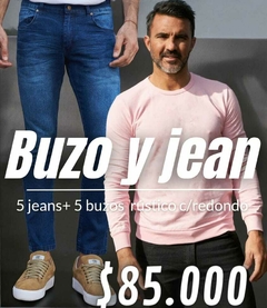 PACK 5 Jeans Surtidos + 5 Buzo Rustico Liso C/R