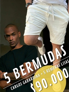 Pack 5 Bermuda Cargo + 5 Remeras Lisa