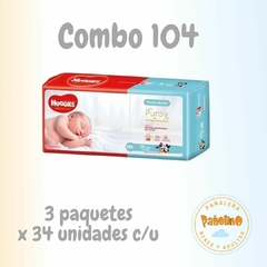 Combo 104 Huggies Supreme Recien Nacido. 3 Paquetes x 34 unidades cada uno