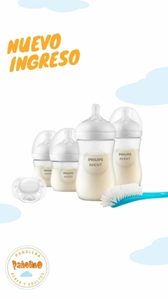 Avent set de 4 mamaderas Natural + un chupete 0-6 + cepillo limpia mamaderas - comprar online