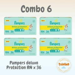 COMBO 6 Pampers Deluxe Protection Talle Recien Nacido x 36 unidades