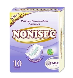 Nonisec pañal recto Talle juvenil por 10 unidades.