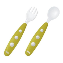 Nuk Set de Mini Cubiertos plasticos NUK verde