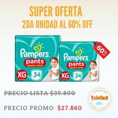 Super Oferta Pampers Confort Pants Ajuste Total Talle XG x 34. La 2da unidad al 60% de desc.