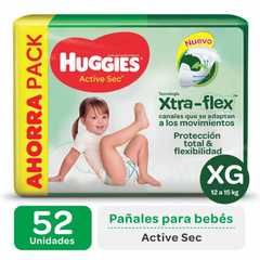 Huggies Xtra-flex talle XG x 52 unidades - comprar online