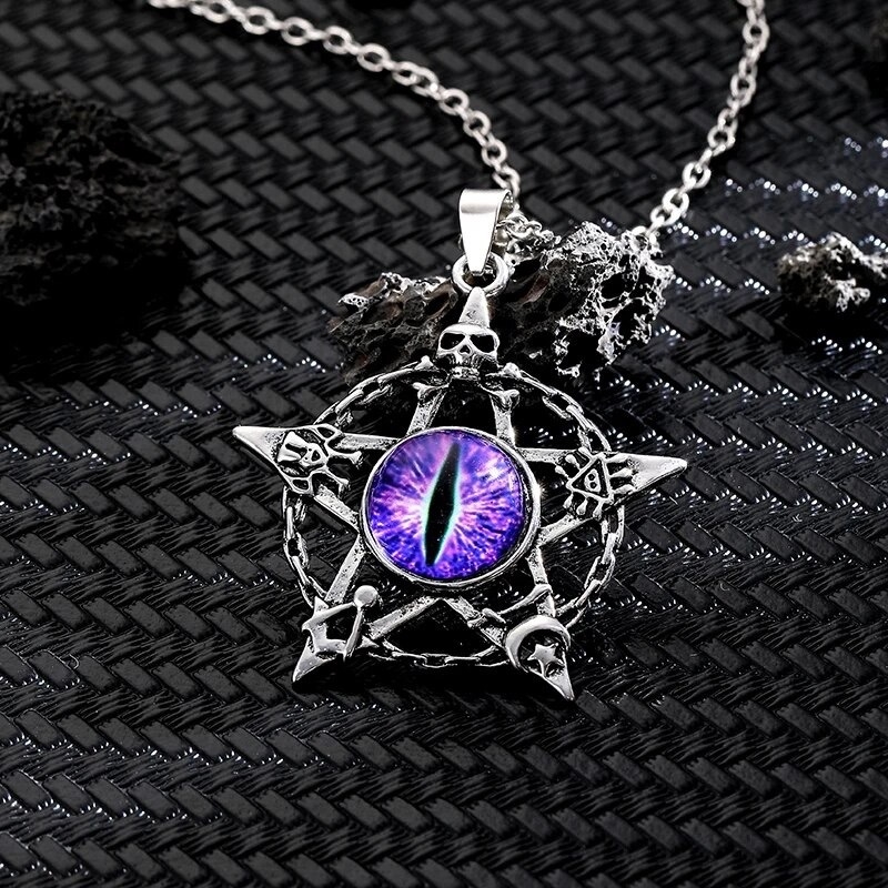 Purple eyed Pentagram Necklace Painkiller Store