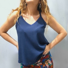 MUSCULOSA LINO - AZUL