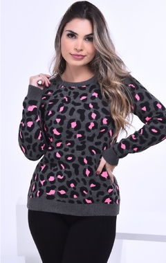 Blusa Tricot Animal Print Lauren