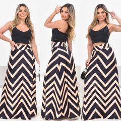 Conjunto Cropped Básico e Saia Neopreme Zig Zag