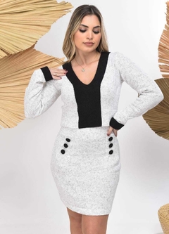 Conjunto Tricot Modal Bianka Branco Mescla - comprar online